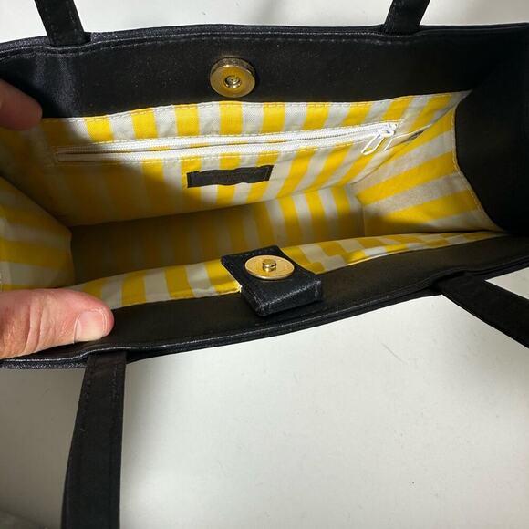 Black Textured Shoulder Bag with Gold Hardware - Picture 5 of 5